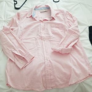 Pink button down top